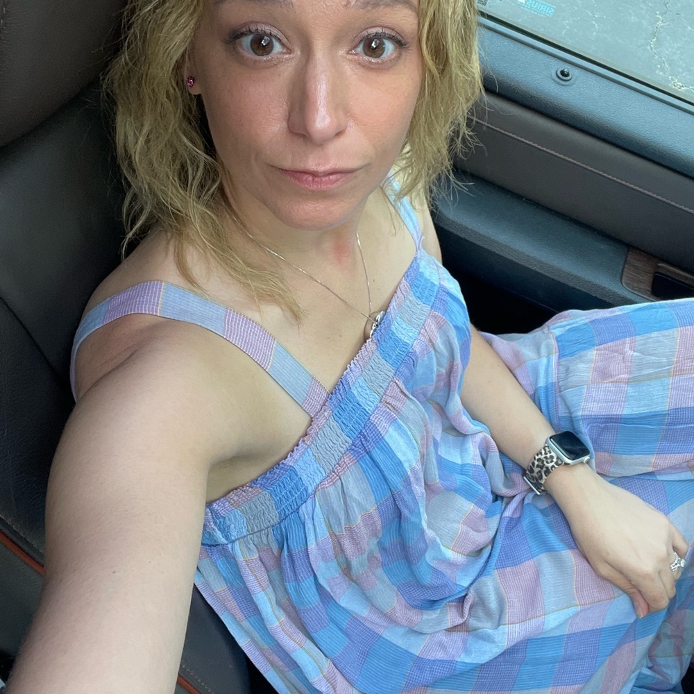 Blue & pink gingham dress - Loft